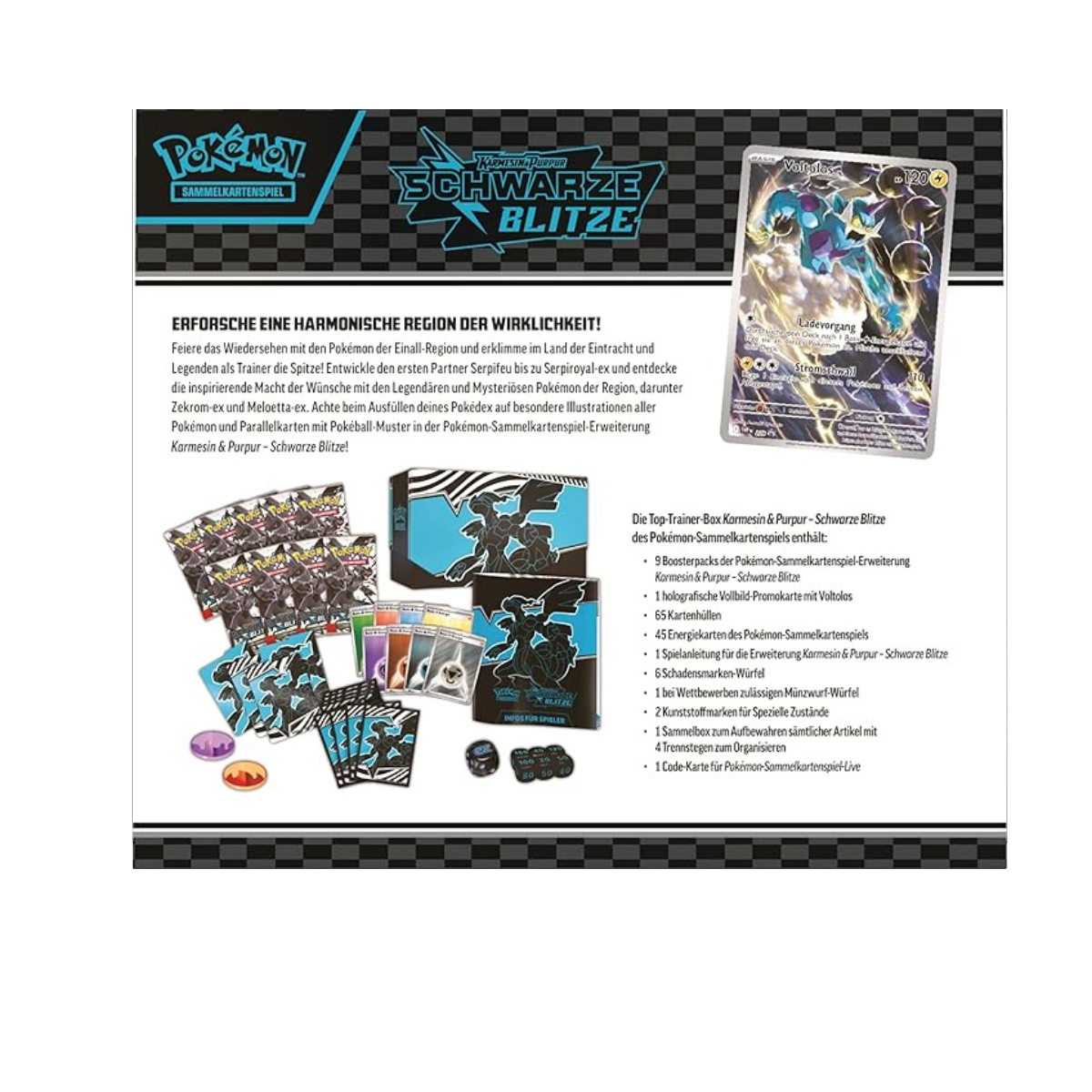 Pokémon Karten Karmesin & Purpur Schwarze Blitze Top-Trainer-Box